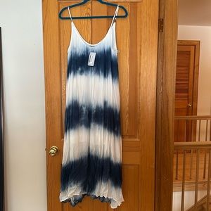 Blue and white maxi dress